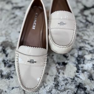 Coach Odette Solid Ivory Patent Leather Driver Loafer